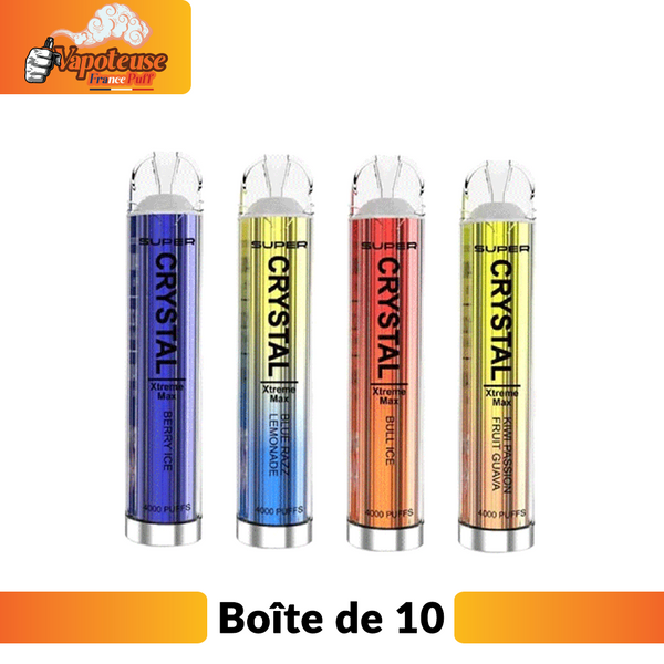 Super Crystal Xtreme Max 4000 Disposable Vape Pod (Boîte de 10)