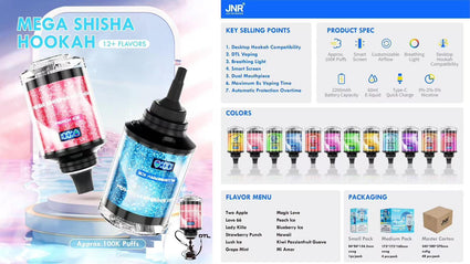 JNR Mega Shisha Hookah 100k Puffs Wegwerp Vape