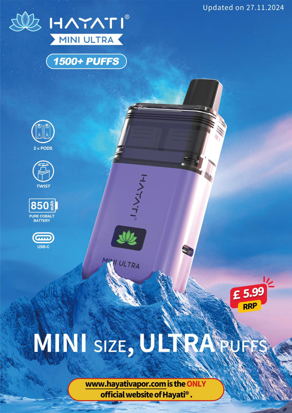 Hayati Mini Ultra 1500 Puffs wegwerpbare pod